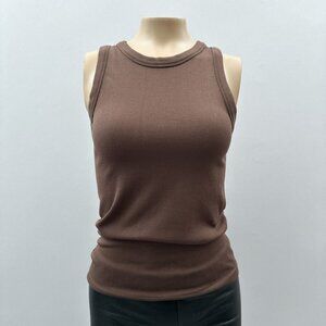 90 Degrees Womens Brown Ribbed Sleeveless Tank Top Casual &‎ Stretchy XS/S